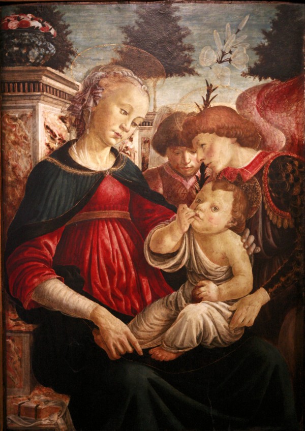 Virgin and child with two angels by Sandro Botticelli